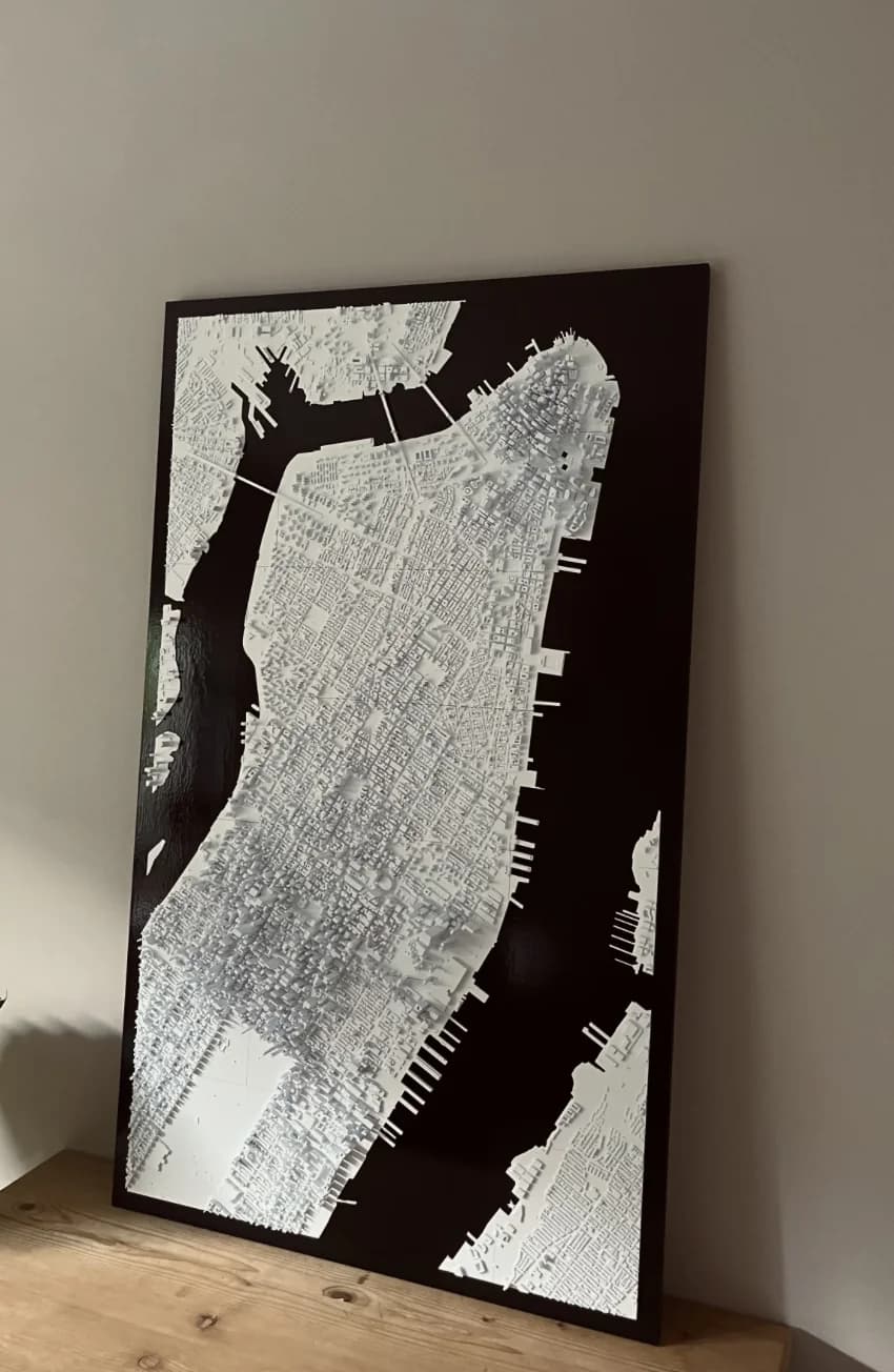 Tablou de perete printat 3D cu harta Manhattan